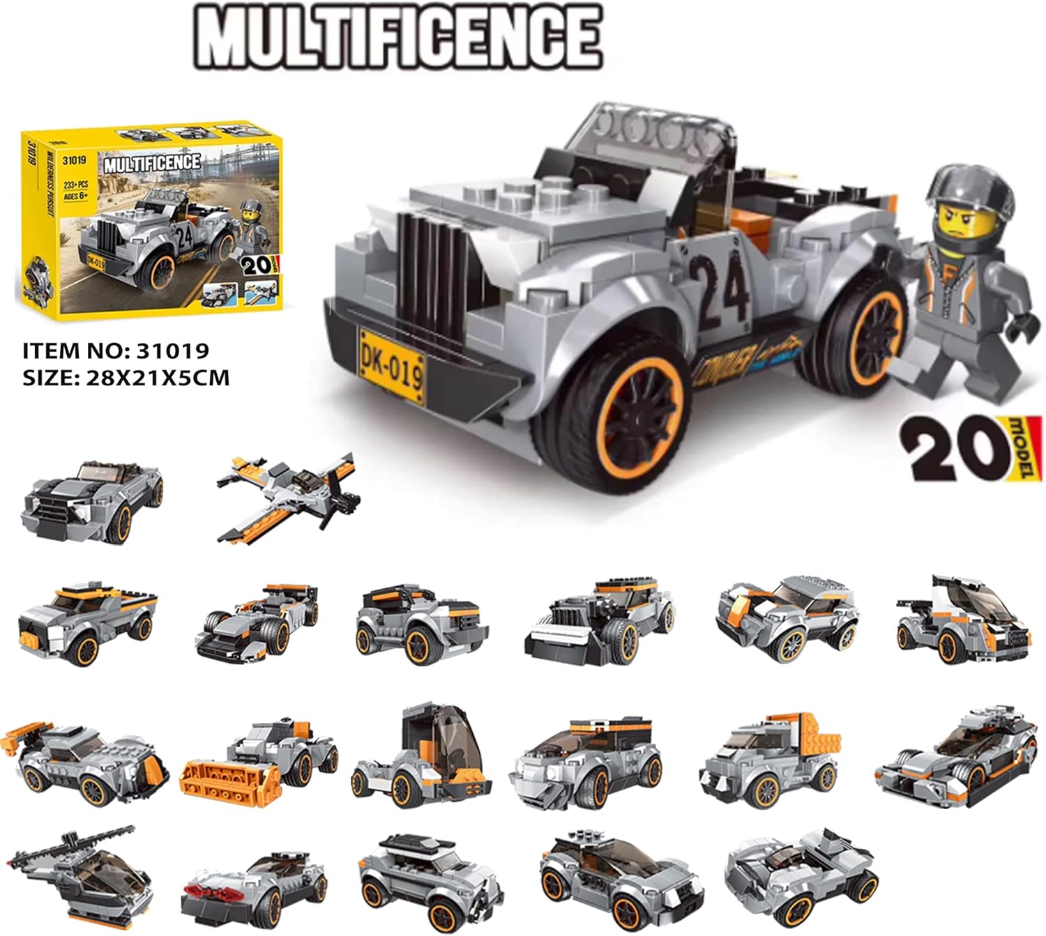 Lego Architect 20-in-1 Racing Vehicle Building Set | 233+ Pieces STEM Educational Toy | Construction Learning Bricks for Kids | Builds Cars  Jeeps, SUVs