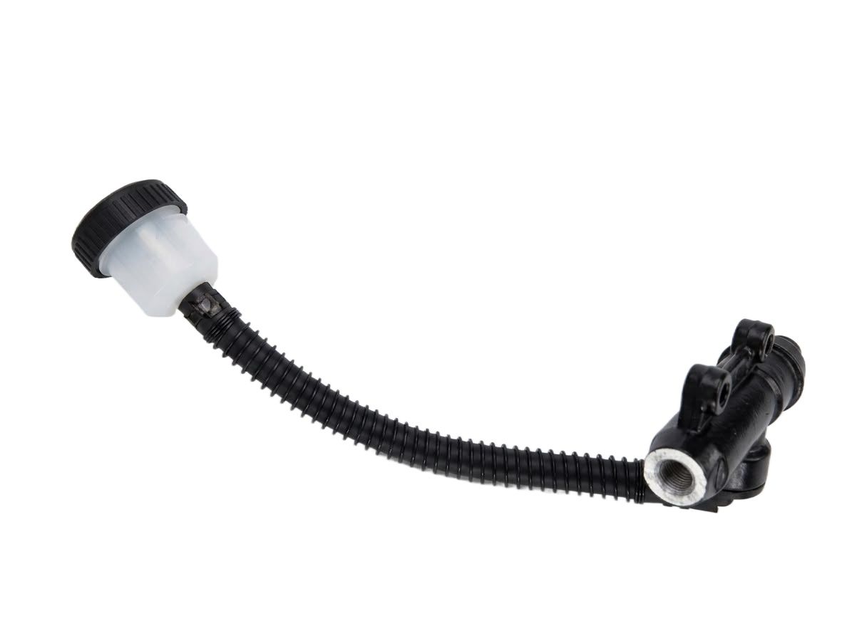 Universal Motorcycle Rear Brake Master Cylinder Assembly with Fluid Reservoir and Hose