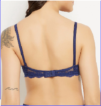 Padded Non-Wired Full Coverage Multiway Bridal Bra in Blue - Lace