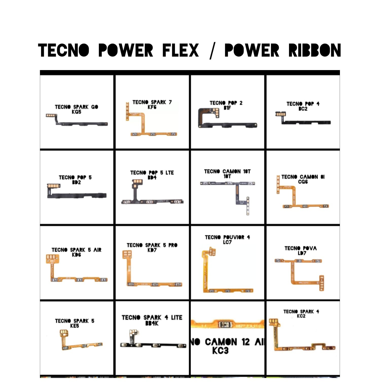 TECNO Power Switch On Off Volume Button Connector Ribbon Flex Cable tecno/power ribbon / power flex