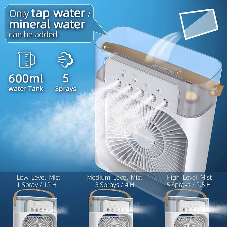 Portable Air Conditioner Fan, Mini Evaporative Air Cooler with 7 Colors
