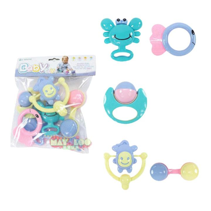 5 Pcs Baby's newborn hand chew toy toys bed bell rattle set rattles teether toys rattl baby