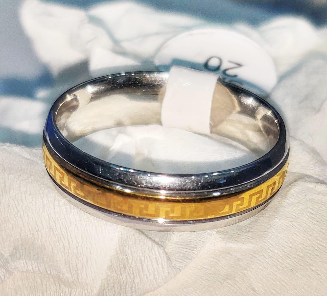 Two-Tone Silver Golden Ring - Stainless Steel Hot sale Ring - Greek Design For Men & Women.