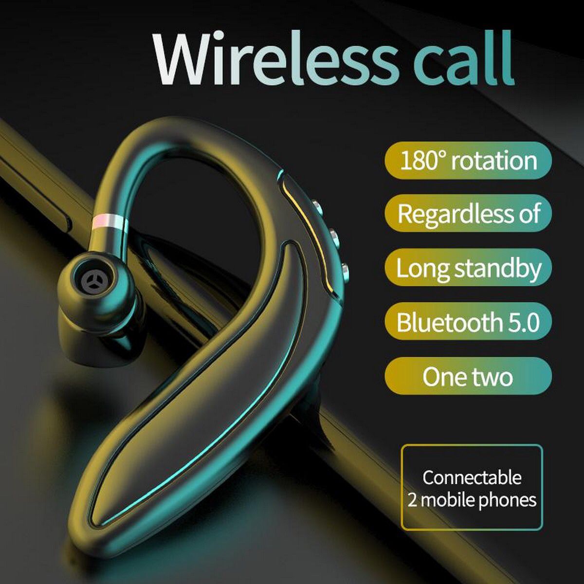 S109 Business Design Wireless Single Bluetooth Earphone Headset (Compatible With All Bluetooth Devices)