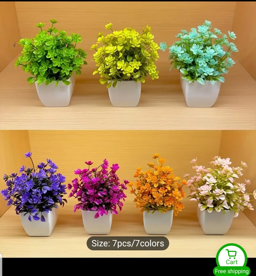 Pack of 6 Mini Plants - Artificial Decoration - Room Decoration Items - Home Decoration Items