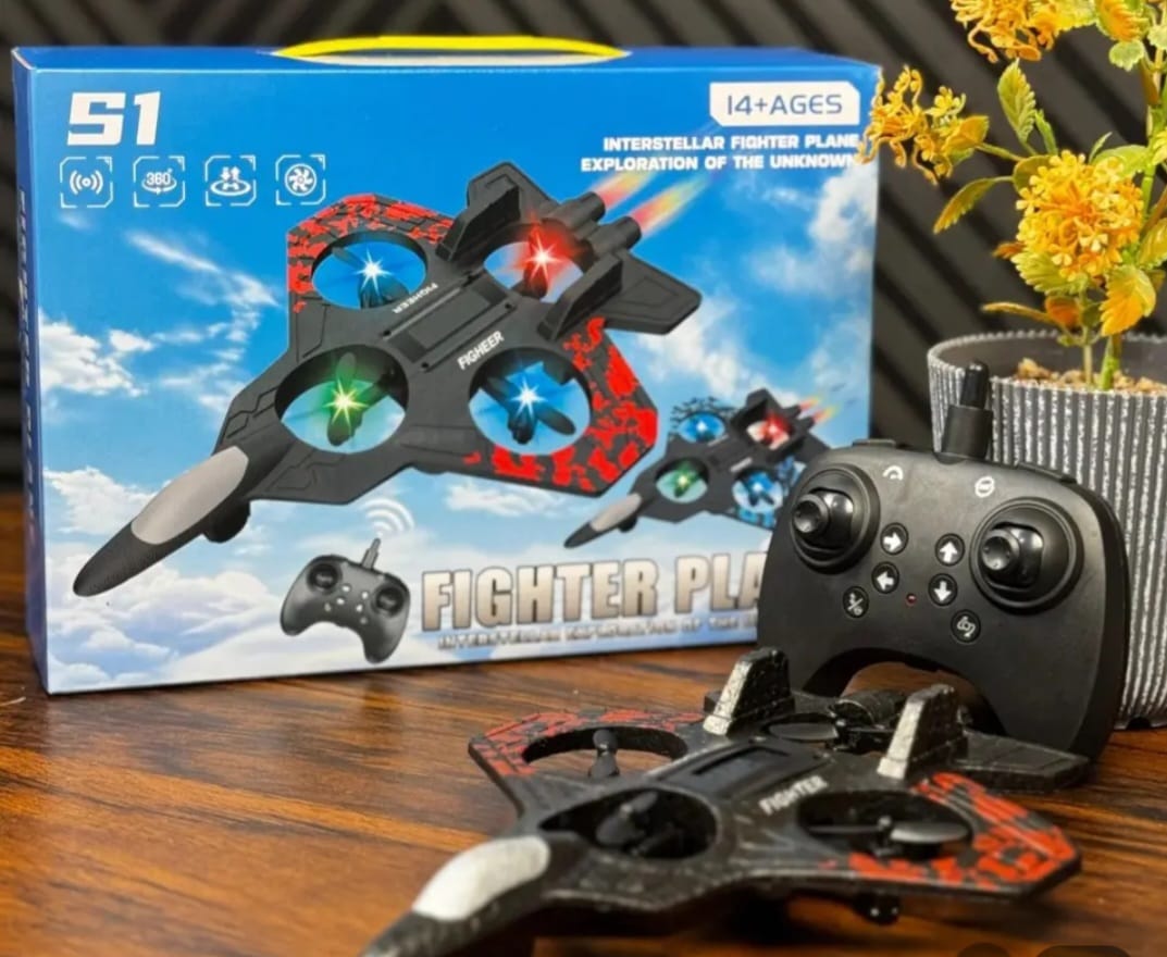 Fighter Jet S1 Remote Control Fighter jet Foam RC Airplane with LED 360>Flip Stunt Roll& Rechargeable Battery RC training jet for kids& Adults Durable Foam Jet For Boys And girls