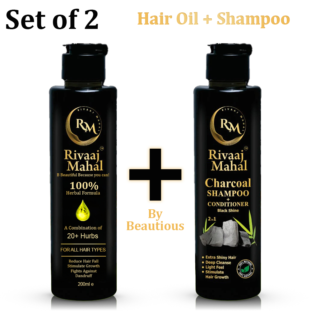 Premium Deal of 2 – Rivaj Mahal Hair Oil & Shampoo Combo | Complete Hair Care Solution for Men & Women | Strong, Healthy & Shiny Hair Beautiful Replica