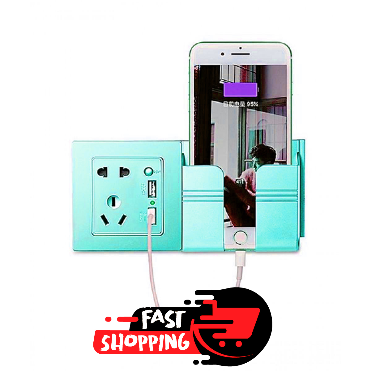 Pack Of 2 MOBILE WALL HOLDER SOCKET PHONE CHARGING HOLDER, Wall Mount Phone Charging Holder