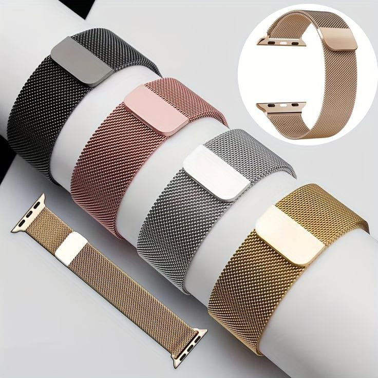 Premium Magnetic Chain Smart Watch Strap 44mm to 49mm – Stainless Steel Adjustable Magnetic Loop Wrist Band for Men & Women