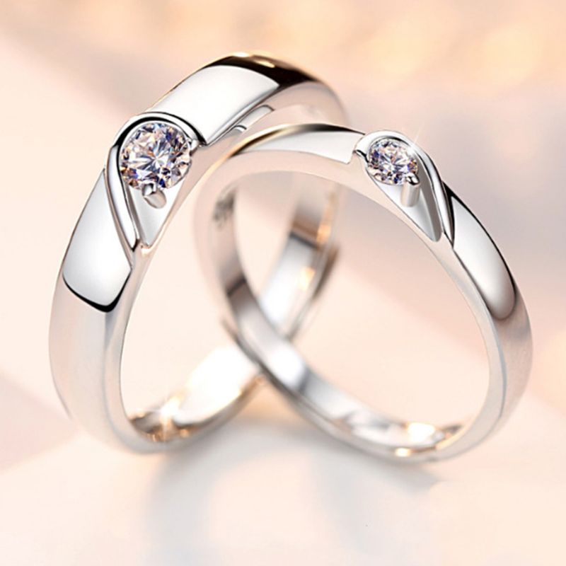 His and Her Heart Couple Rings Adjustable Lover Rings Engagement Wedding Rings Band Friendship Matching Rings Gift