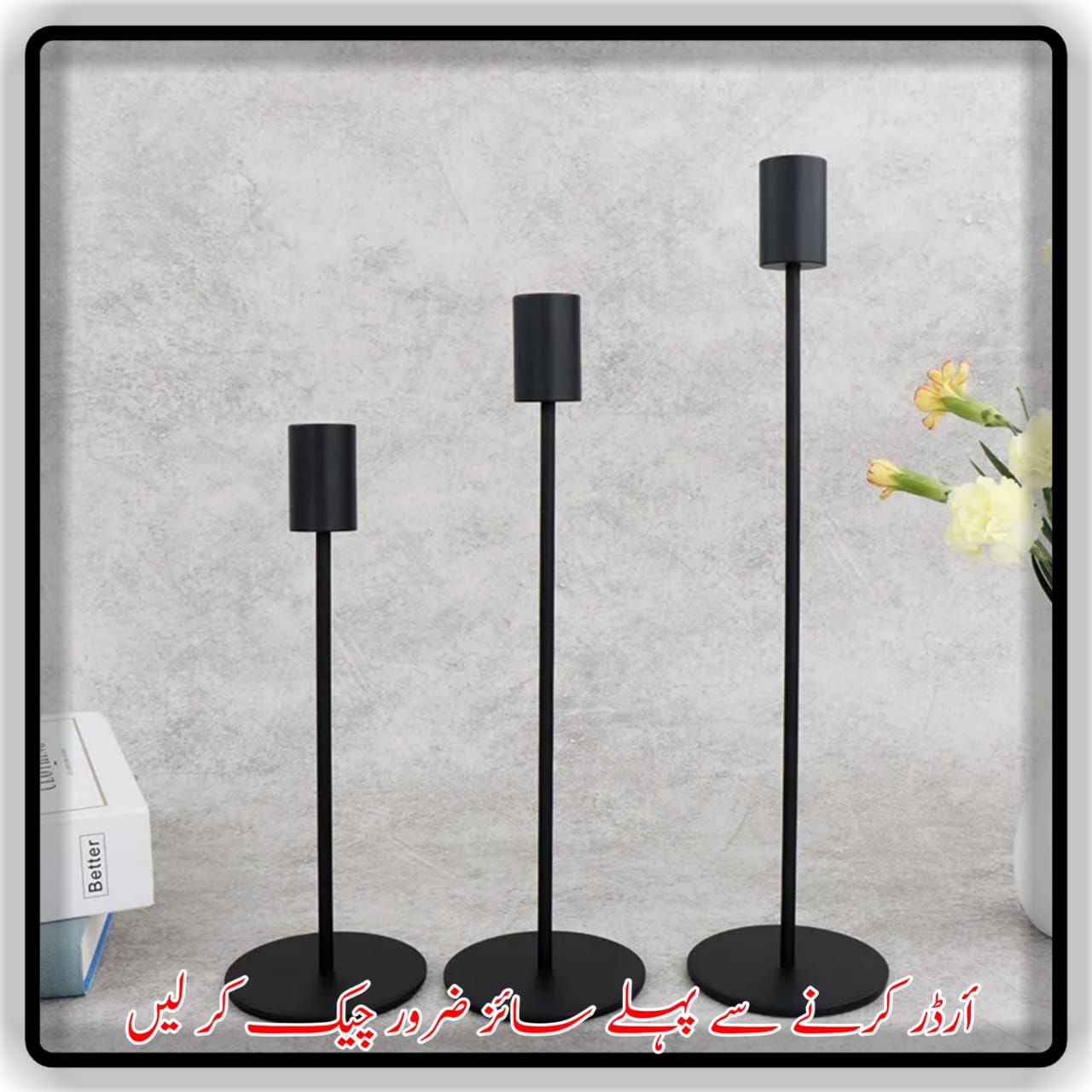 3 in 1 Candle Holder Stand for home office and dinning table decoration Black and Gold Color