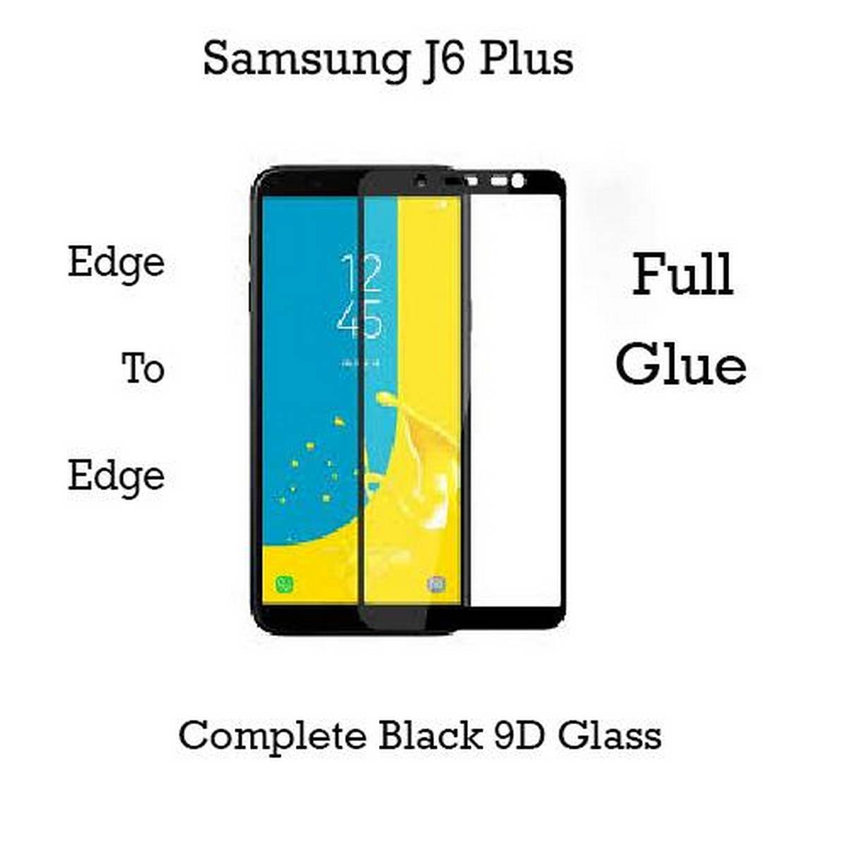 Samsung Galaxy J6 Plus Full Black 9D5D6D10D11D21D Tempered Glass