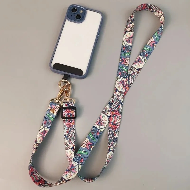 Anti-Lost Upgraded Version Of Retro Pattern Diagonal Strap Adjustable Anti-drop Mobile Phone Long Lanyard Hanging Neck Lanyard To Prevent Losing Rope Mobile Phone Pendant