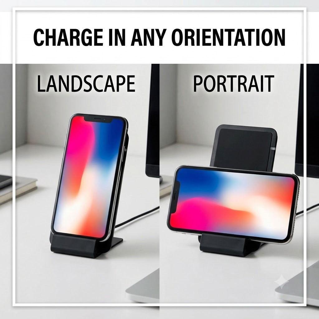 ELECOMM 5W Universal Qi Wireless Charging Stand & Pad | Fast Charging Convertible Dock for Qi-Enabled Smartphones | Type-C Input