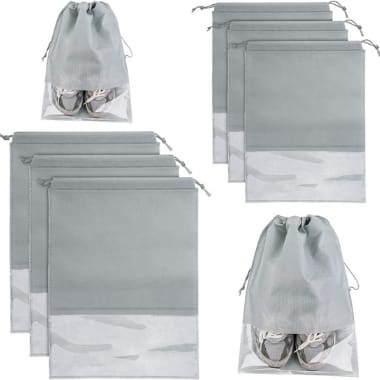 Pack of 12 Shoes Cover , Shoes Storage Pouches, Travel Shoe Bags, and Shoe Storage Boxes With Clear PVC Window Non-Woven Bag
