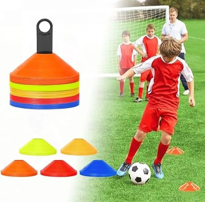 12 Pcs Football Training Cones - Football/Sports/Hockey/Road Marker, Safety and Goal Keeper shin Space Marking in the Ground