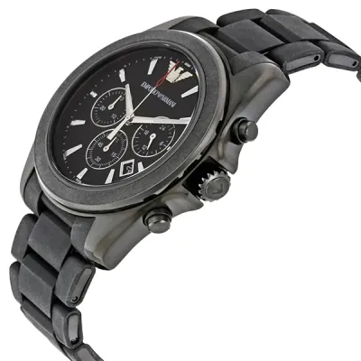 Emporio Armani Sport Black Rubber Strap Black Dial Chronograph