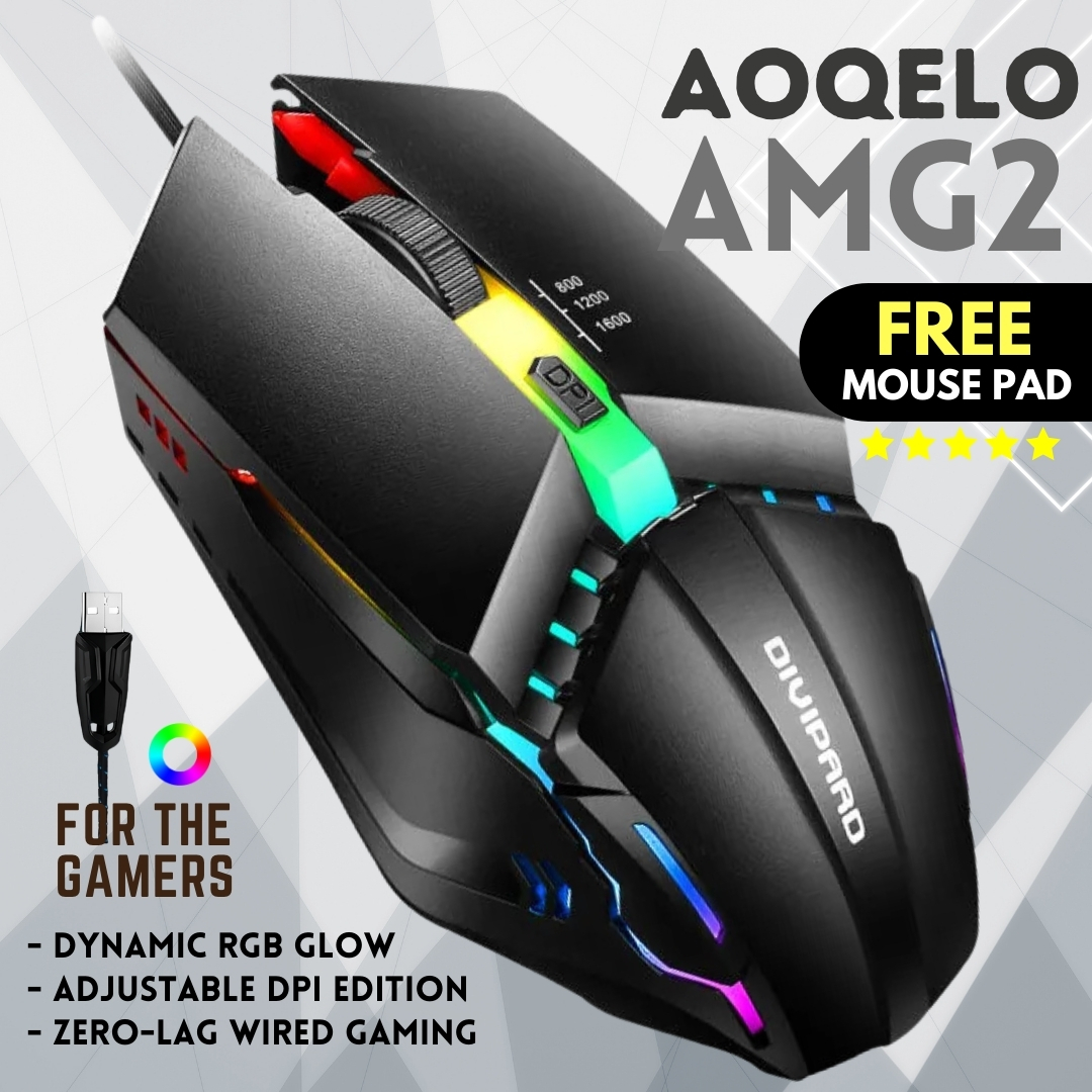 RGB Optical Gaming Mouse with FREE Mouse Pad | Wired USB Computer Mouse for PC & Laptop | 7 Color Breathing LED Lights | High Speed Scrolling Mouse for Minecraft & Office Work | Ergonomic Design - One Click-Pick price in Pakistan