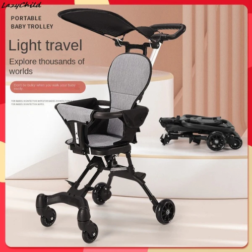Baby Stroller, Foldable Lightweight Trolley, 3-in-1 Portable Travel System, Infant Bassinet, Toddler Seat, Parent