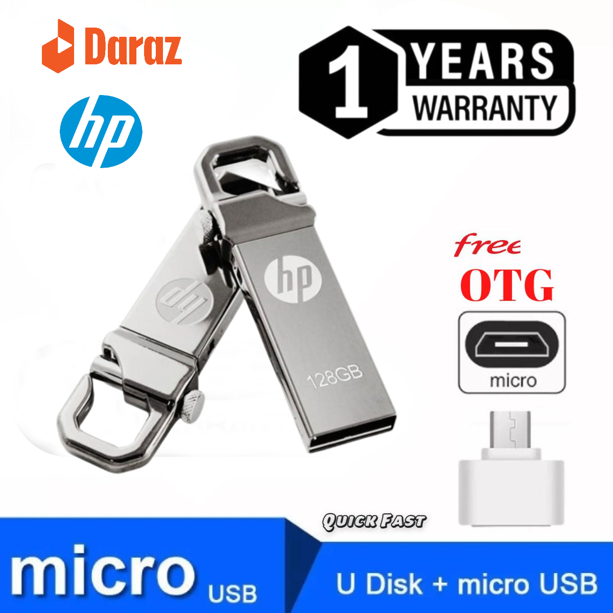 Flash Drive 128 GB - 64 GB - 32 GB - 16 GB - 8 GB -  USB High Speed 3.0 Metal  USB Pen Drives  + Free OTG Adapter Micro / Type C memory U disk High  Speed USB 3.0 for PC Mobile Laptop Macbook Pen Drive USB Stick Flash (1 YEAR WARRANTY)