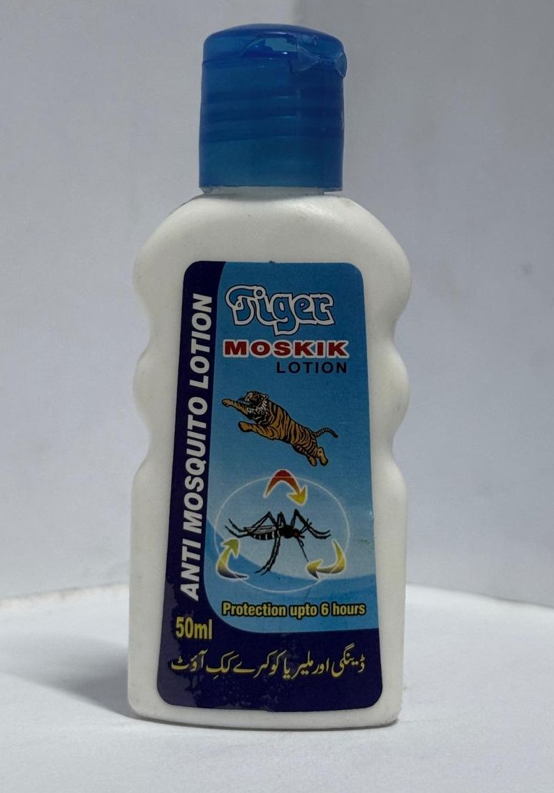 Tiger Anti Mosquito Reppllent Lotion 50ml offers long-lasting protection from mosquito bites with a gentle, non-sticky formula. Safe for daily use and perfect for indoor, outdoor, travel, and evening activities.