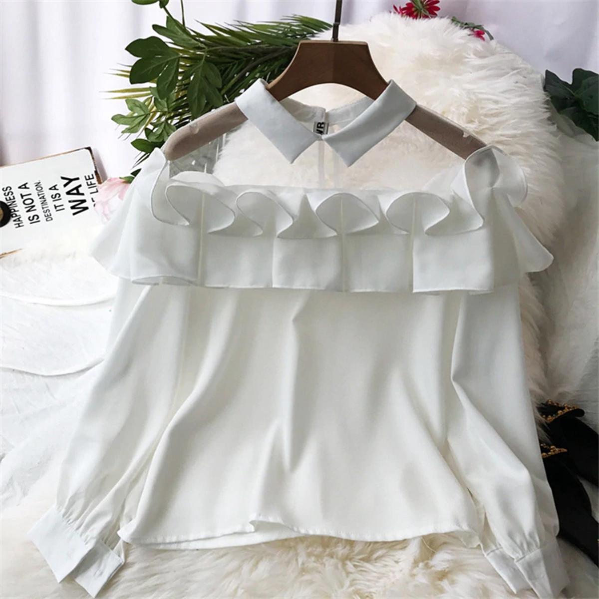 Mesh Ruffle Top -Premium Quality Stylish Cinderella Ruffle Mesh Top for Women | Daraz.pk