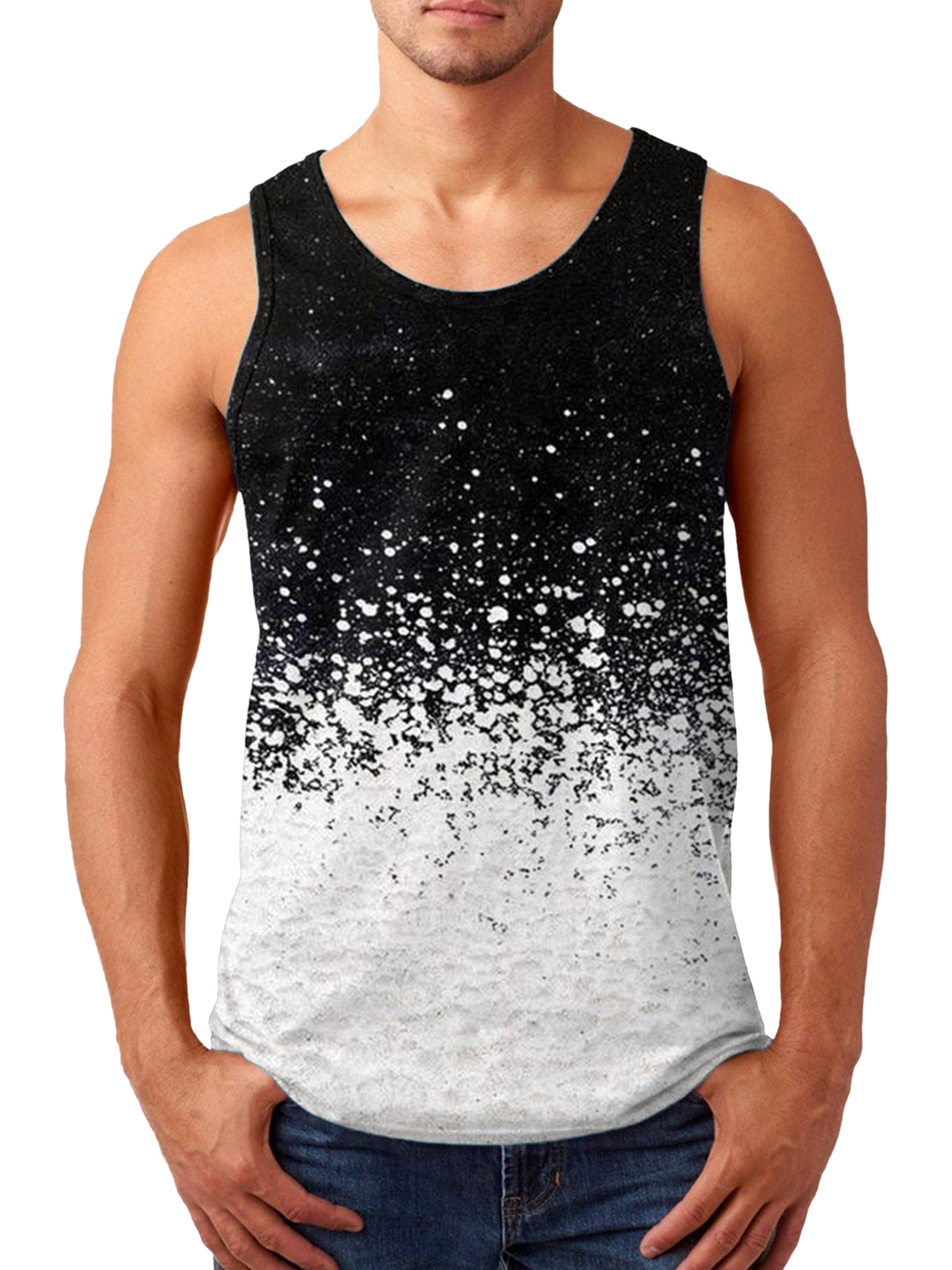 Men Sports Vest, Splash Ink Printed 