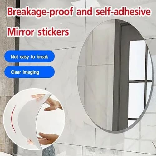 Mirror Wall Stickers - Flexible Self-Adhesive Non-Glass Oval & Square Mirror Sheets for Wall Decoration | Daraz.pk