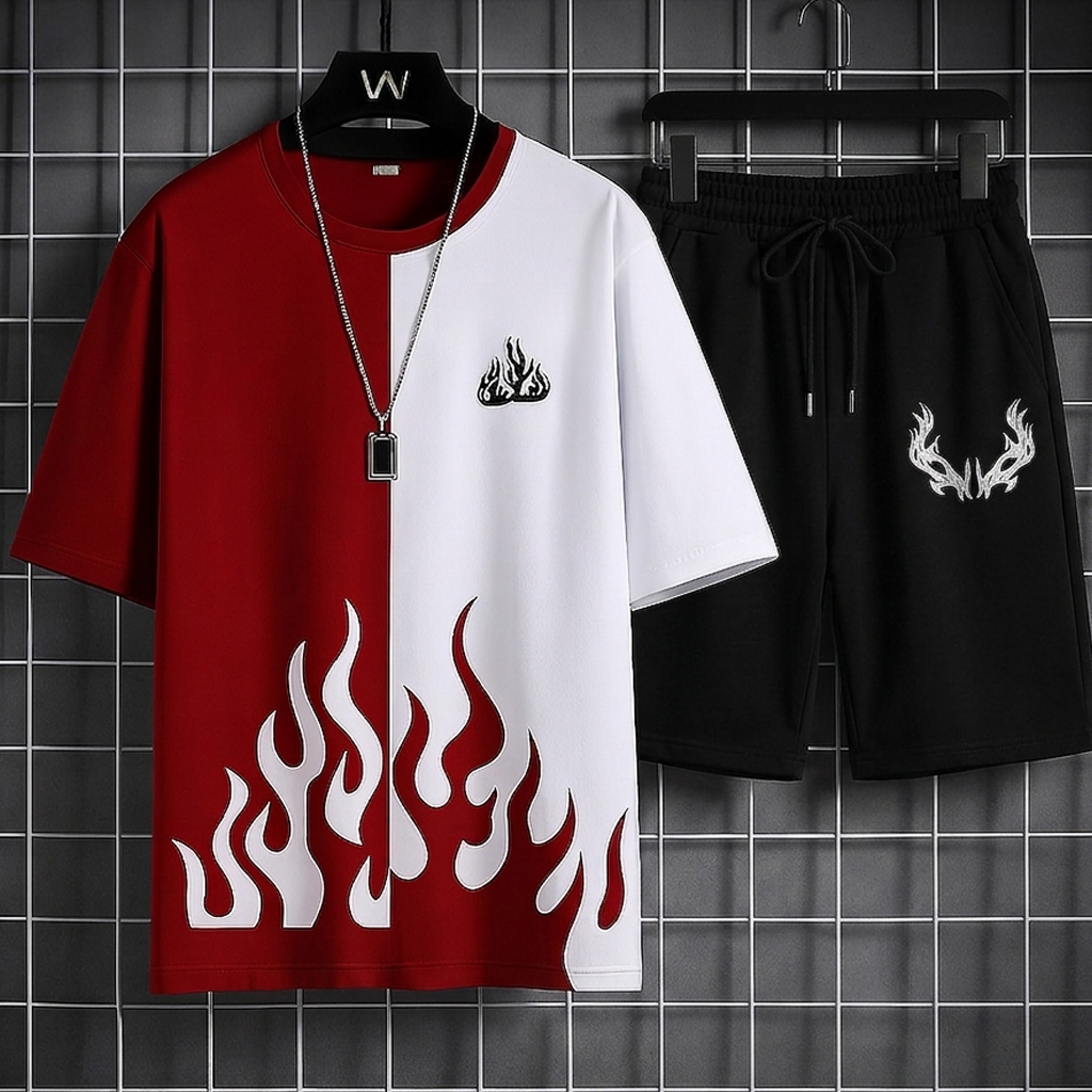 New trendy fired printed summer tracksuit for men and boys