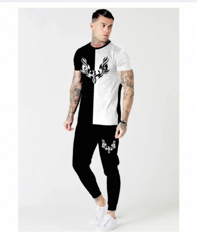 Black & White Wings Printed Tracksuit For Men