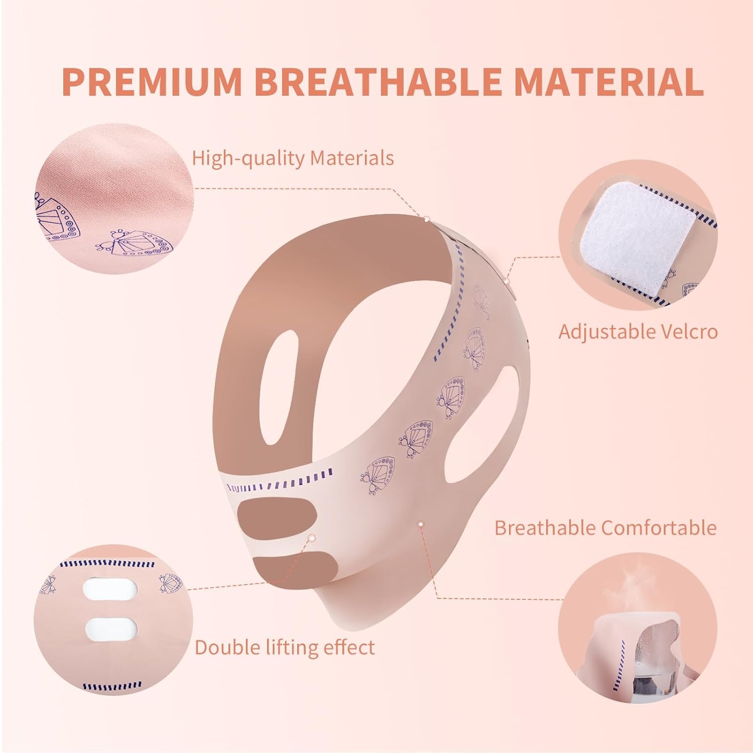 Reduce Double Chin Lift Up with Face Slimming Belt Face Strap Belt Elasticity Beauty Lift Oval Anti-Wrinkle Reusable Face Slimming Strap V Face