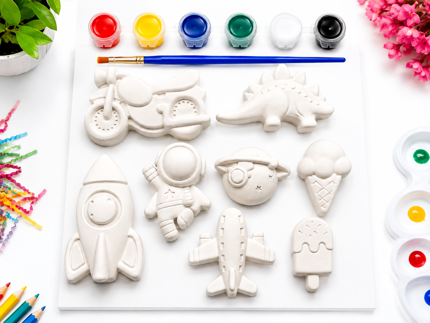 Krafto.pk Plaster Painting Kit for Kids - 8 Figures DIY Plaster Painting Set with Paints & Brush - DIY Craft Art Sets & Painting Kits for Girls & Boys