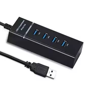 Super Fast USB Hub 3.0 - 4-Port High Speed USB Hub - 4 Data Transfer Port with 1 ft Extended Cable & LED Light - For Computers , Laptop, PC, Mobile, XPS, Surface Pro, USB Flash Drives (Daraz Like New)