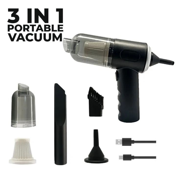 3 in 1 Car Mini Vacuum Cleaner with Blower Wireless Portable Rechargeable Handheld High Power Suction Vacuum Cleaning Machine for Home Car Computer Keyboard Cordless Air Blowing Dusting by umair zone price in Pakistan