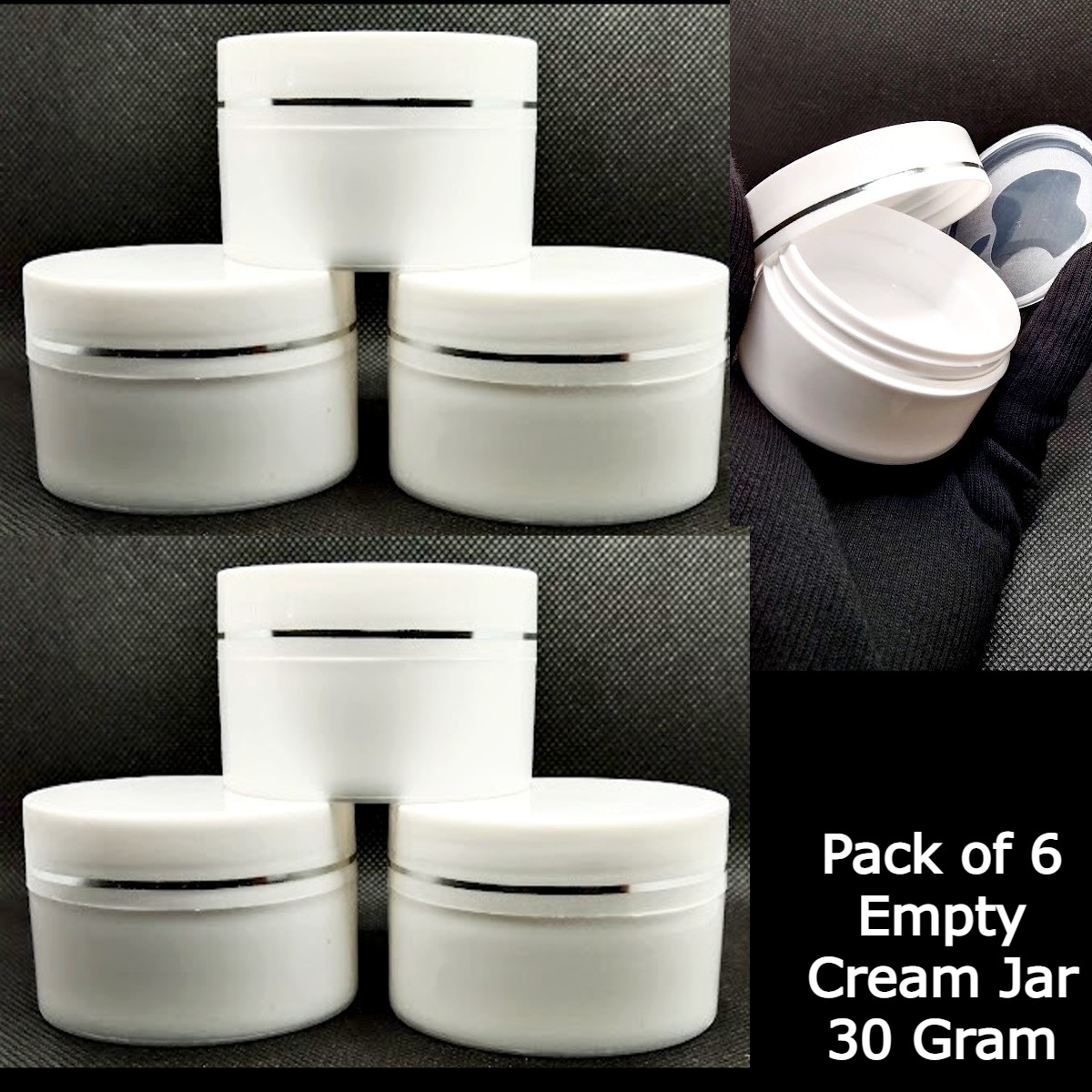 Pack of 6 Empty Cosmetic Containers 30gram Refillable Empty Jar For Cosmetics, Makeup, Lip Balm, Cream Pot Jar