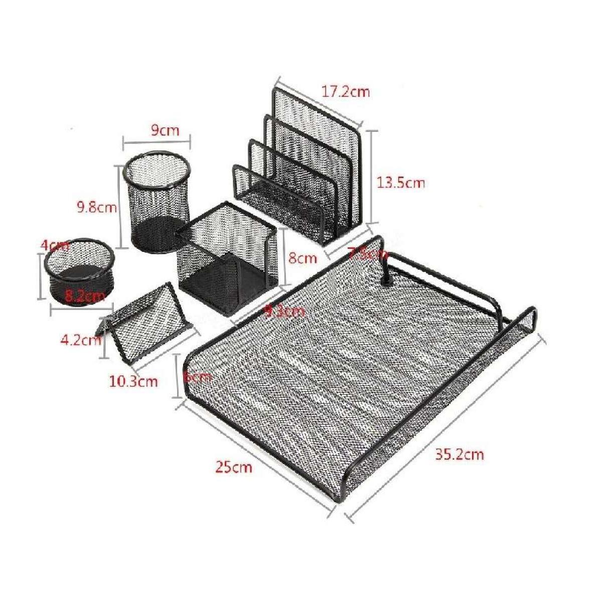 6 in 1 Desk Organizer Table Set Pen Stationery Holder Stand & Letter