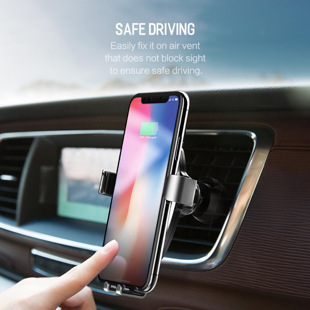 DIVI Black W25 Wireless Charging Gravity Air Vent Car Mount