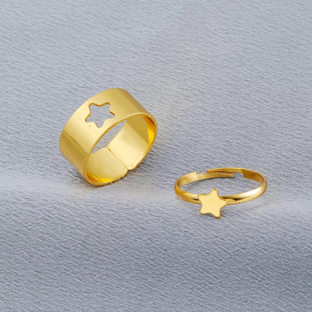 2 Pcs Adjustable Butterfly Couple Rings Set Golden Open Engagement Ring for Girls Boys