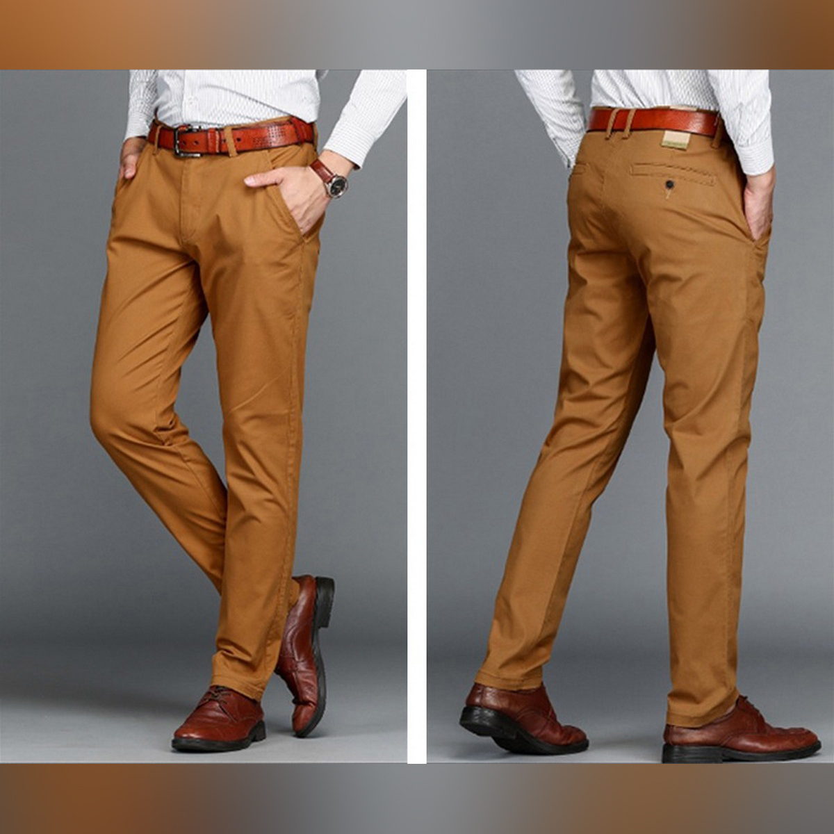 Camel Color Cotton Jeans Pants for Men 