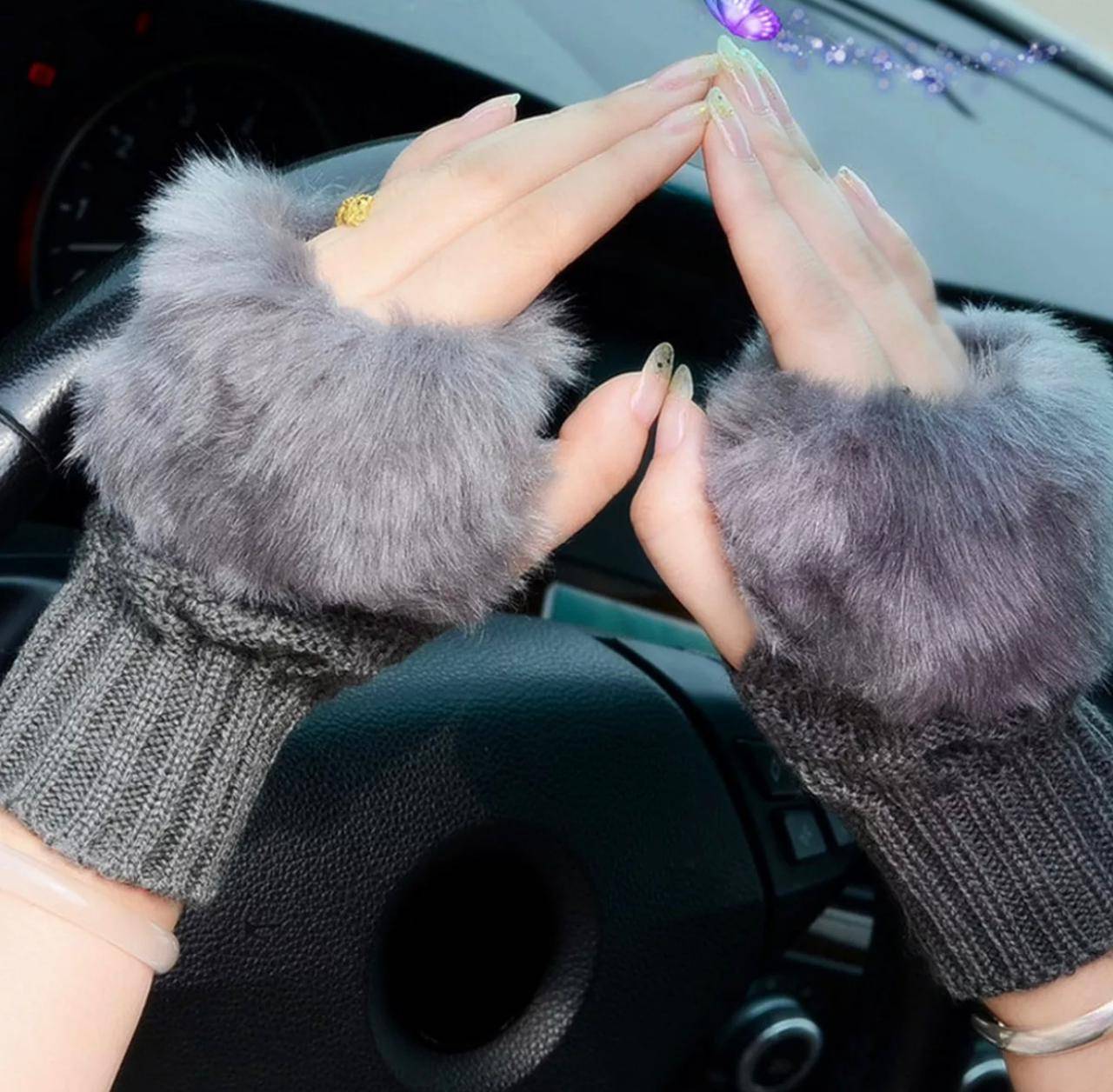 Women Girls Winter Wool Knit Gloves Warm Fingerless Gloves Mitten Crochet Thumbhole Arm Wrist Ultra Soft