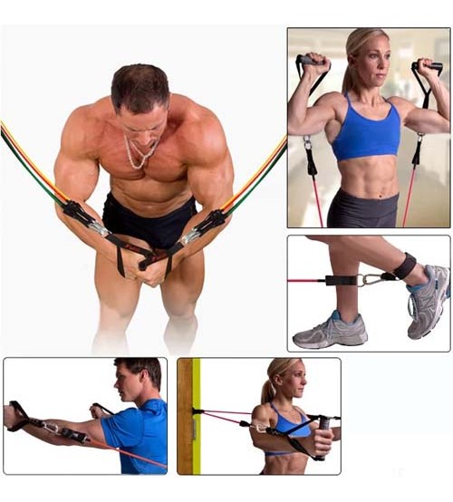 11pcs Set Portable Yoga Pilates Body Building Resistance Bands Set Pull Rope Elastic Tube Resistance Bands Pull Rope Gym-Elastic Tube Resistance Bands Pull Rope Gym Yoga Fitness Equipment best and high quality Cross fit Fitness Equipment Tools