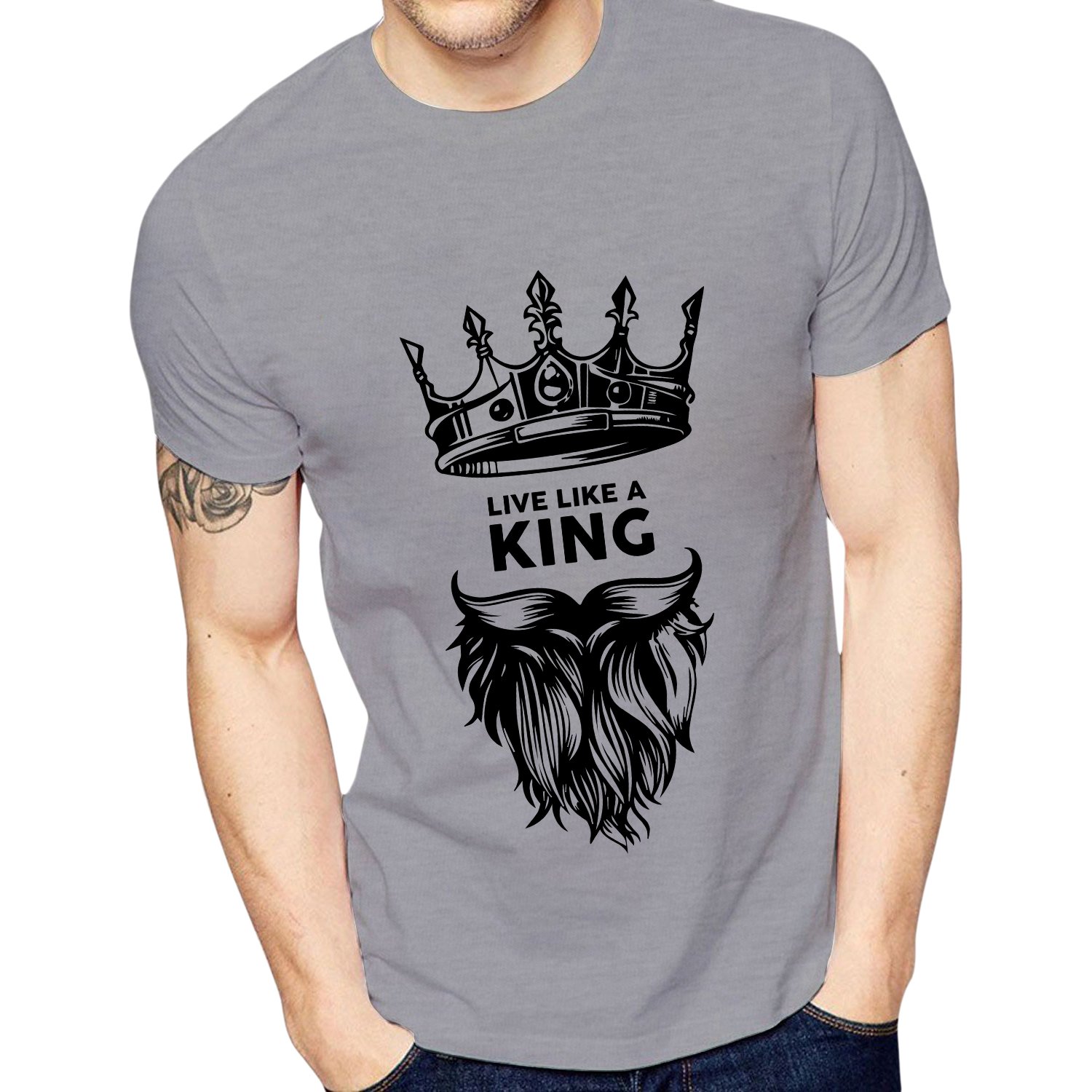 King style Amazing Summer Collection Smart Fit White Trendy Printed O-Neck Half Sleeves T Shirt