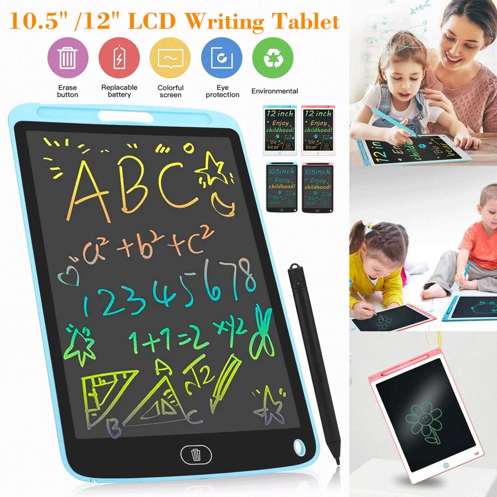 LCD Writing Tablet Electronic Slate E-writer Digital Memo Pad Erasable Writing Board Learning Toys And Gadgets For Educational And Daily Life Routine Notebook Purpose - 10 Inch & 8.5 Inch Pencil Box