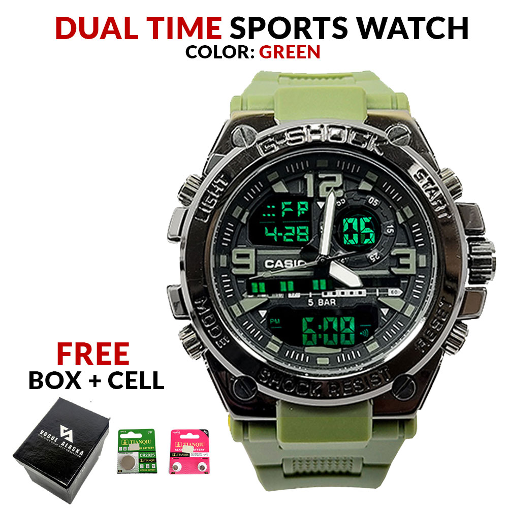 GSTW-300 Metallic Dial Dual Display Multifunctional 20BAR Water Resistant Sports Watch for Men