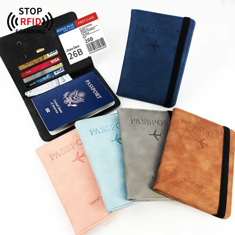 Passport Holder Wallet RFID Blocking Leather Travel Card Passport Cover Case Multiple Color