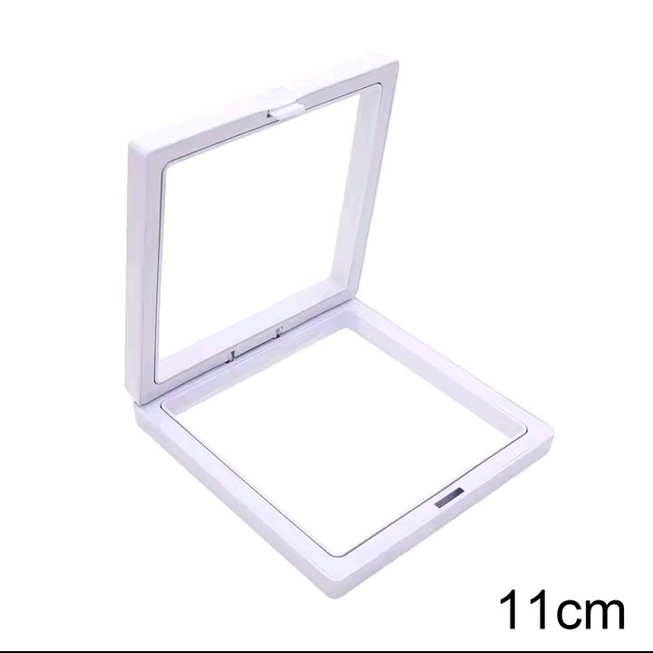 3D Floating Frame Transparent Jewelry Display Box Shadow Case White Perfect for Coins Medals Rings Medallions Tabletop Display