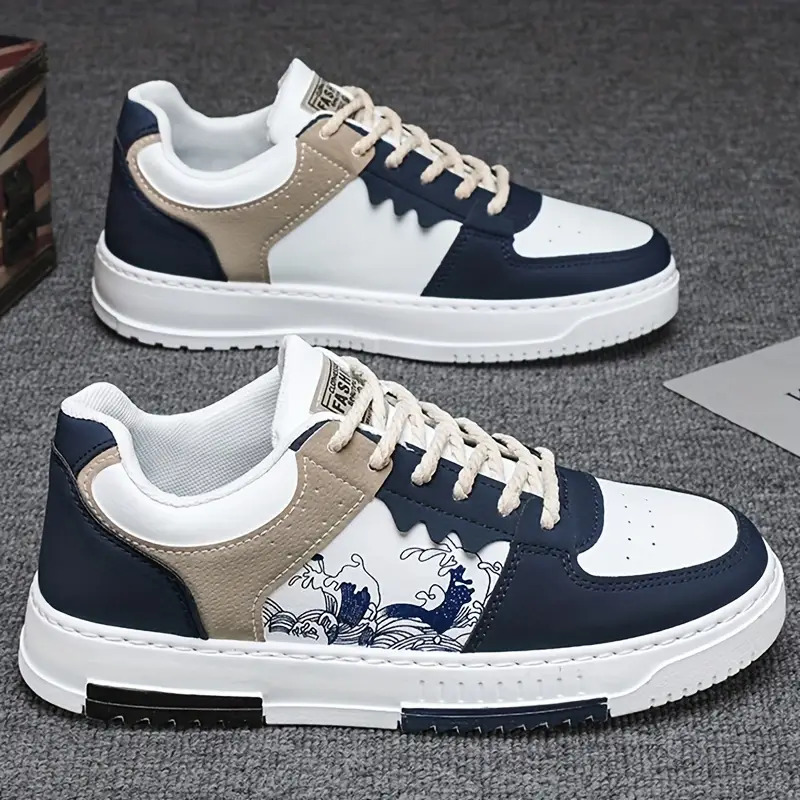 Sneakers for Men, All Season PVC Casual Style Sports Hiking Sneakers Blue & Beige Green Available