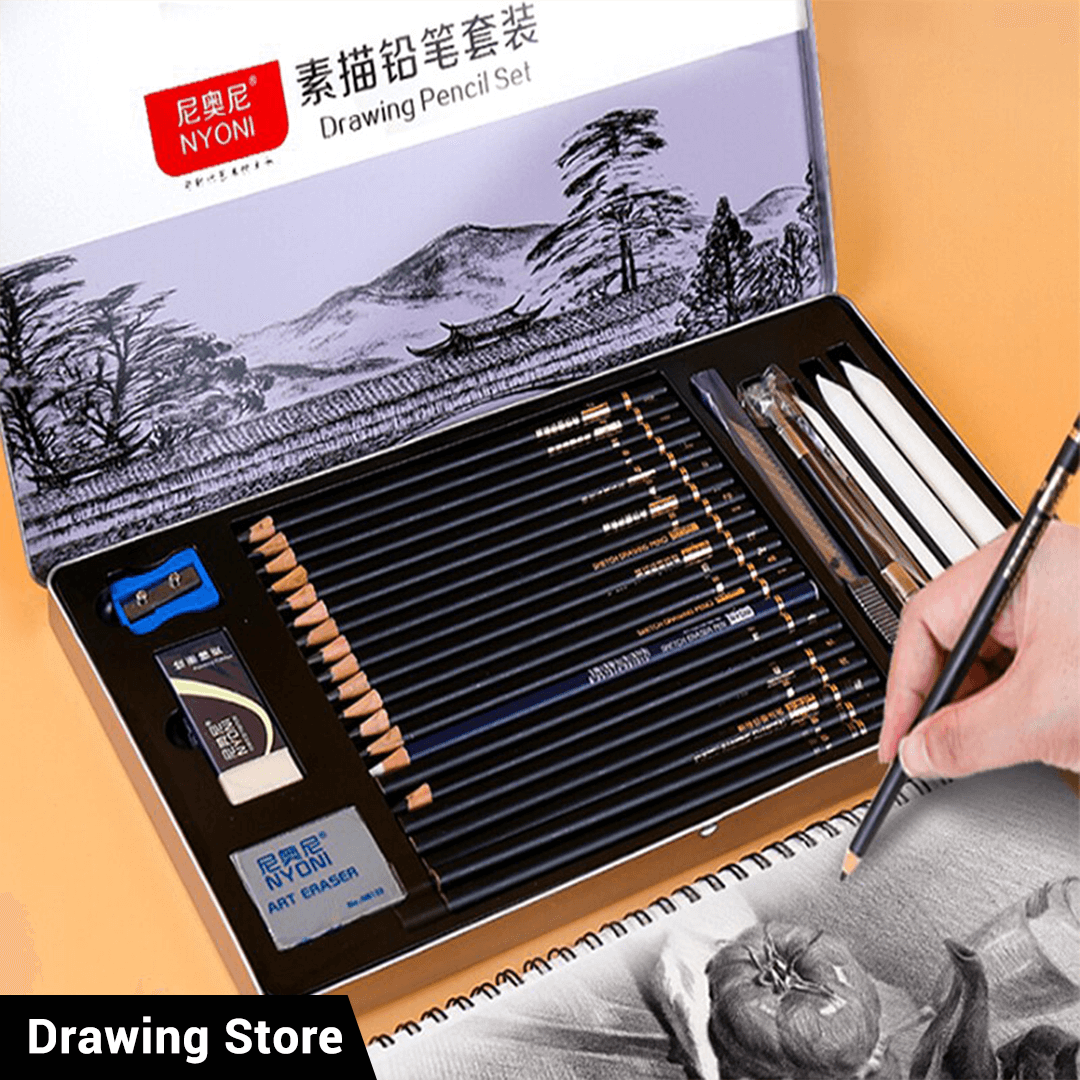 NYONI Professional Sketch Drawing Set & Sketching Kit 29 Pcs Daraz.pk