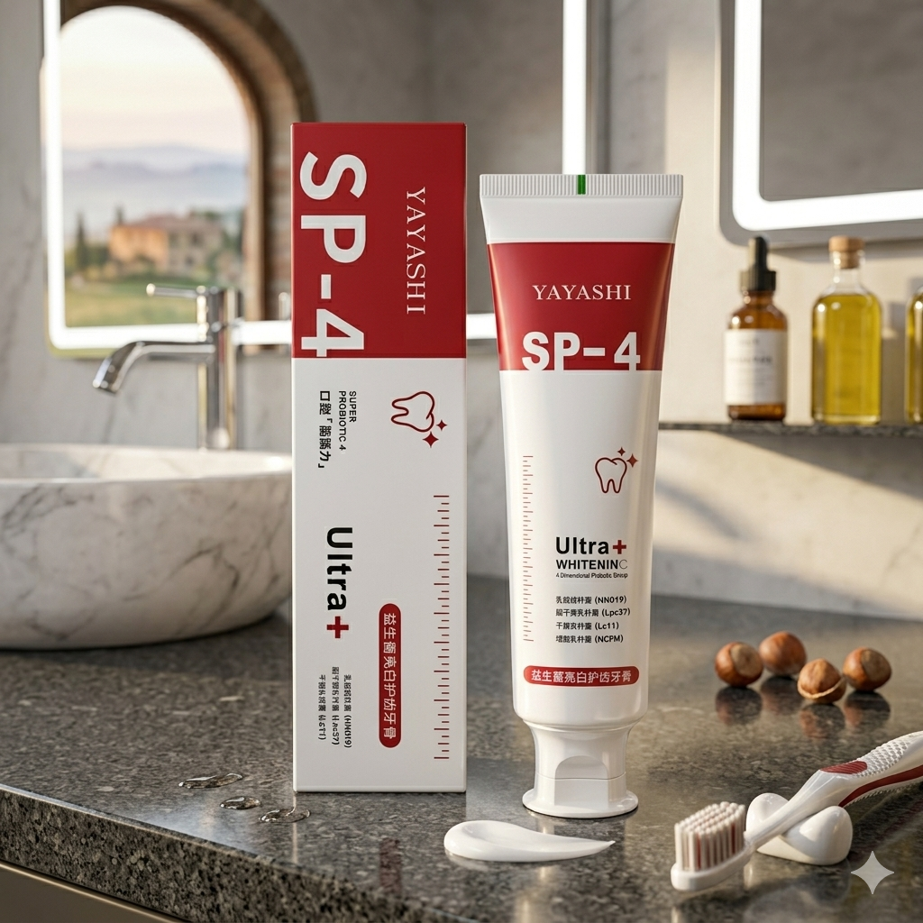 Yayashi SP4 Tooth Whitening Toothpaste Professional Probiotic Formula for Strong Teeth Fresh Breath Deep Cleaning Plaque Removal and Complete Oral Hygiene Care