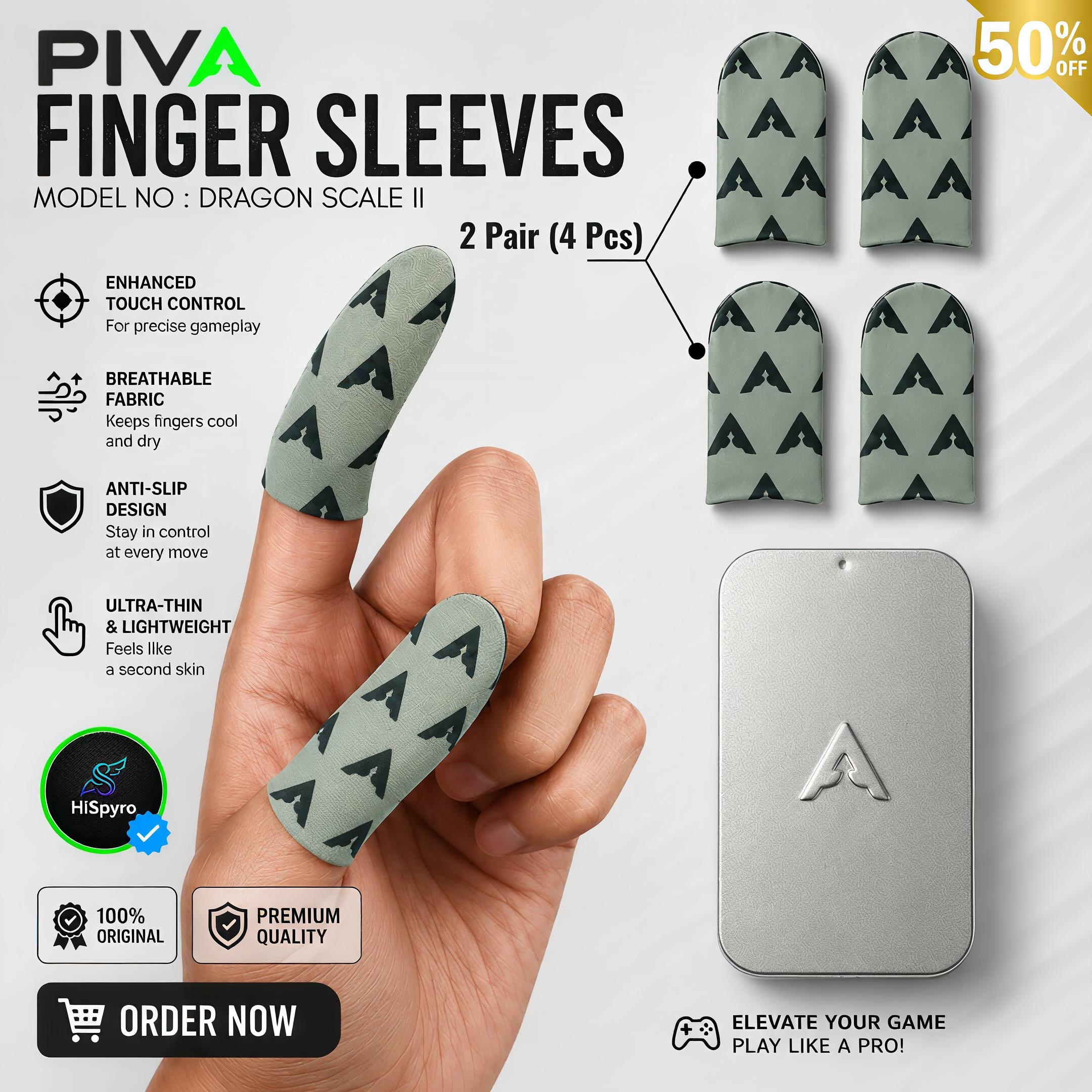 PIVA Premium Finger Sleeve Gaming Gloves for PUBG & Free Fire High Quality Finger Sleves with Box | 2 Pair (4 Gloves) Piva Gaming Finger Sleeves for Mobile Gamers, Breathable & Sweatproof Finger Gloves Best Quality Anti-Slip Thumb Sleeves